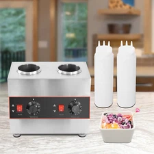 2 Bottles Commercial Electric Sauce Warmer Cheese Hot Fudge Dispenser 30-85℃