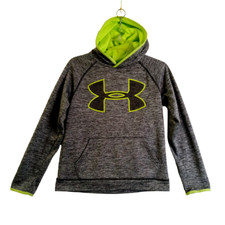 Under Armour Youth Large Hoodie Polyester Log Sleeve Gray Pullover