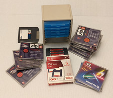 Lot of 15 Zip 100 MB Disks, Plus Storage Tower