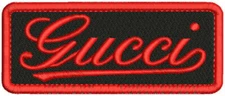 2x5 GUCCI EMBROIDERY PATCH SEW ON BACK RED ON BLACK