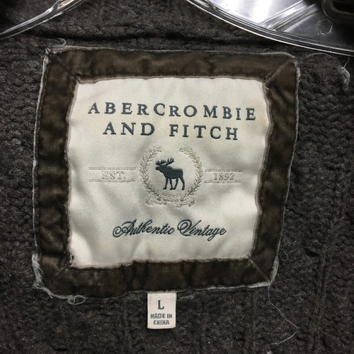 Abercrombie Fitch Sweater Large Youth Gray Authentic Vintage Cardigan Wool Girls - Picture 6 of 12