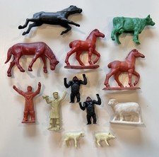 Vintage 50s 60s Mixed Lot 12 Rubber Plastic MARX Auburn Figures Animals