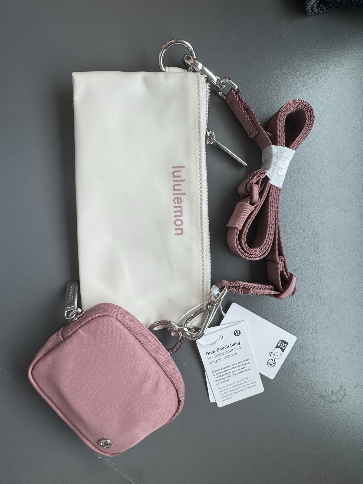 BNTW Lululemon Dual Pouch Sling Pink/White
