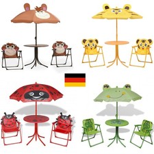  4tlg. Kindersitzgruppe Gartentisch 2 Klappstühle Sonnenschirm 3-5 Jahre 2 Farbe