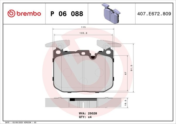 Brembo Bremsbelagsatz, Scheibenbremse P 06 088X FüR BMW-image
