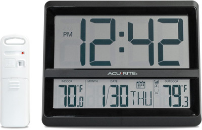 Large Wireless Atomic Clock with Indoor and Outdoor Temperature, Date, Day of th