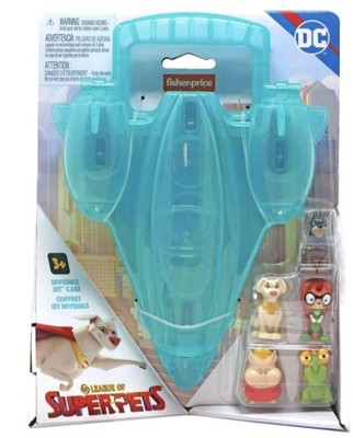 New Dc League Of Superpets Playset Set Invisible Jet Case & 5 Figures