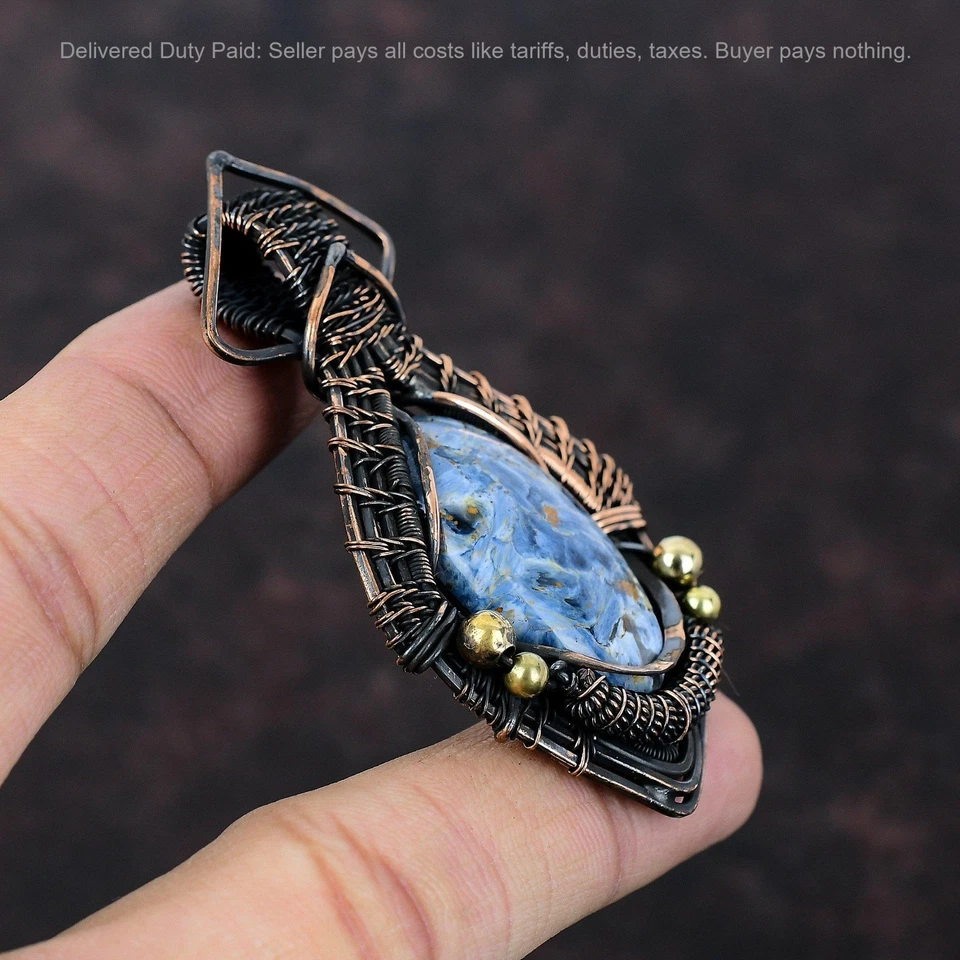 Oferta Black Friday Colgante Hija Ovalado Natural Pietersita Envuelto Alambre Cobre Foto 3 de 4