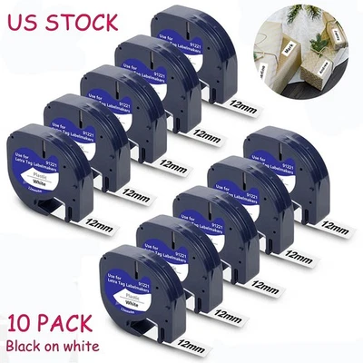 GREATEAM 10PK Dymo LetraTag Refills White Plastic 91331 for LetraTag Label Maker LT-100H