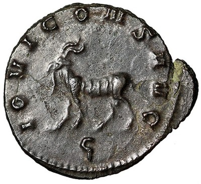 Gallienus Zoo Series Antoninianus ''Bearded Goat Left'' Extremely Fine