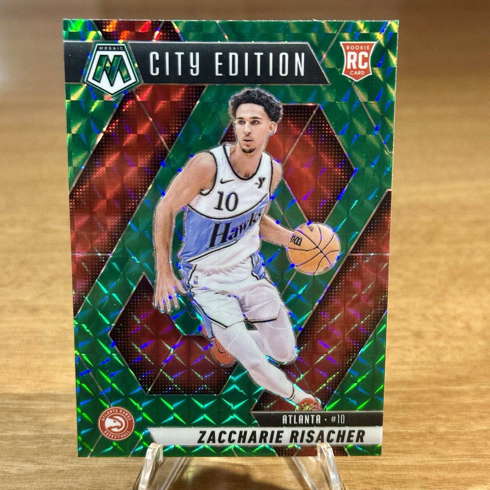 2024-25 Panini Mosaic Zaccharie Risacher #274 City Edition Green Rookie Hawks