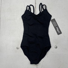 So Danca Leotard Girls 6X-7 Black BY27C Double Strap Ruched Ballet Dancewear