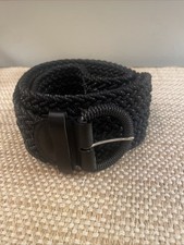 Beltiscool 2 Inch Wide Braided Black Leather Belt L/XL