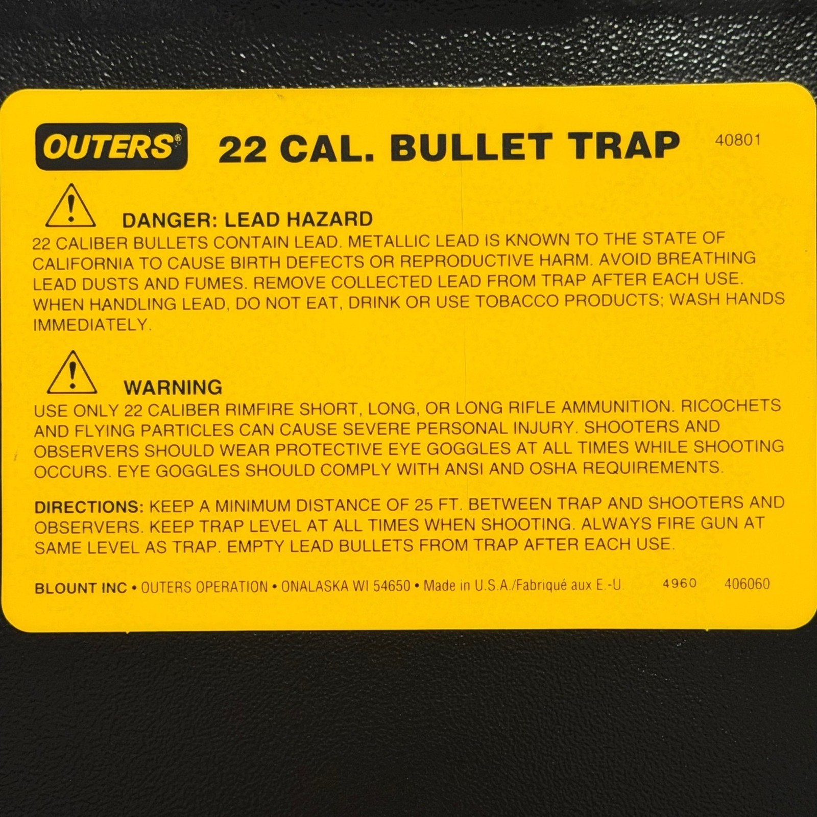 Outers 22 Cal Bullet Trap Rimfire Only Shooting Range Target | eBay