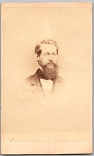 Antique CDV Circa 1860s H. Manger Bearded Man Suit Philadelphia PA