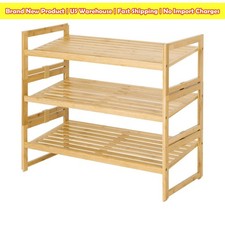 Better Homes Gardens 3-Tier Bamboo Shoe Rack Stackable Organizer 9 Pairs NEW