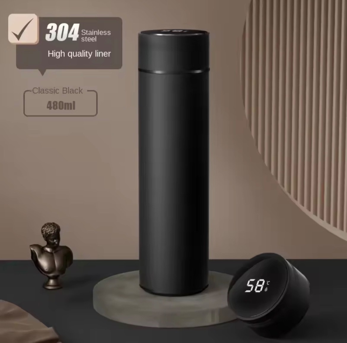 500ml Smart Insulated Mug Stainless Steel LED Display Vacuum