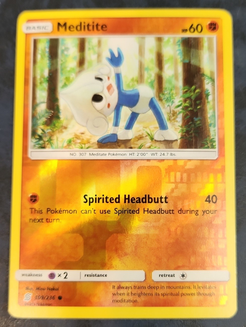 2019 Pokemon Sun & Moon Unified Minds Meditite #109/236 Reverse Holo