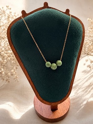 Natural Vesuvianite Necklace  | Stainless Steel Gold Chain | Handmade