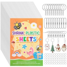 155 Pcs Shrink Plastic Sheets Kit, Including 25Pcs Shrinky Art Paper 7.9x5.7i...