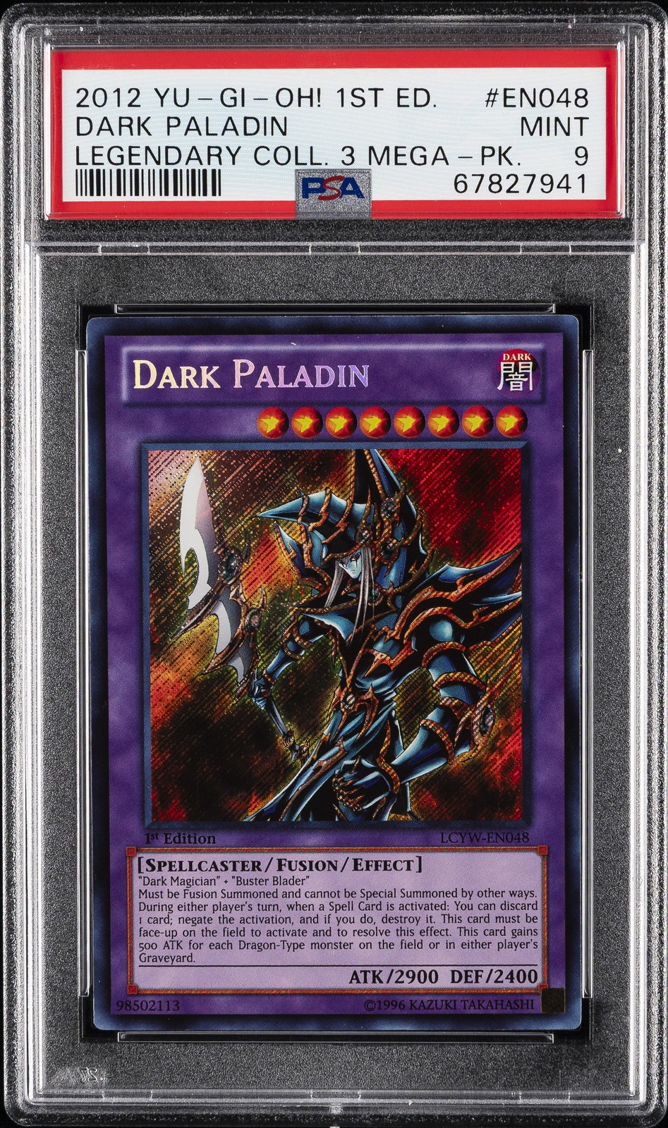 2012 YU-GI-OH! LEGENDARY COLLECTION 3 MEGA-PACK 1ST EDITION DARK PALADIN PSA 9