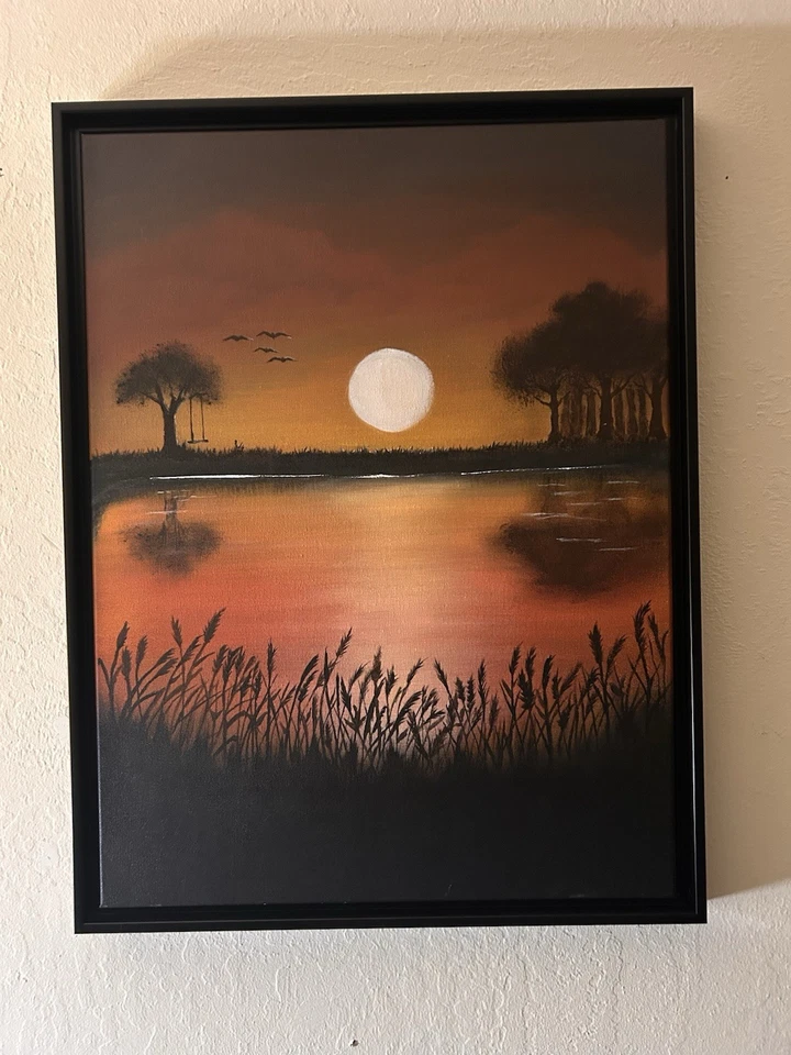 Safari Sunset Original Acrylic Painting 18"X24" Framed - Image 3 of 4
