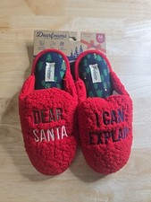 Dearfoams Cozy Comfort Women's Sherpa Christmas Santa Slippers 7-8 Medium