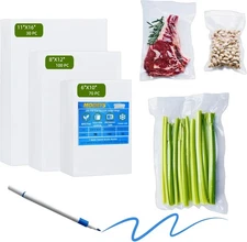 200 Pre-Cut Vacuum Sealer Bags For Food + 1 Marker, 100 Quart 8"X12" + 70 Pint 6