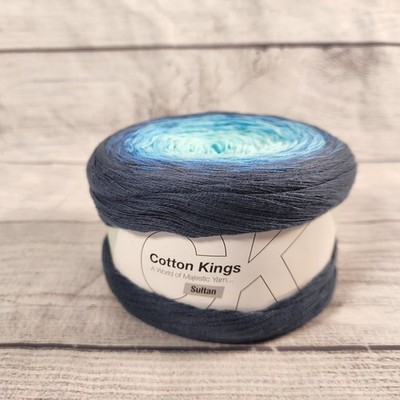 Cotton Kings Sultan Yarn Color 25 Blue Ombre 100% Cotton 200g 874yd Fine Sport
