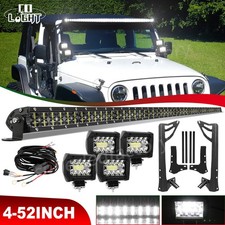 Roof 50 Led Light Bar 4x 4 Lamp Brackets Kit For 2007-2018 Jeep Wrangler Jk Roof 50 Led Light Bar 4x 4 Lamp Brackets Kit For 2007-2018 Jeep Wrangler Jk