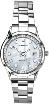 Sekonda Damenuhr mit weißem Perlmutt Zifferblatt 40327