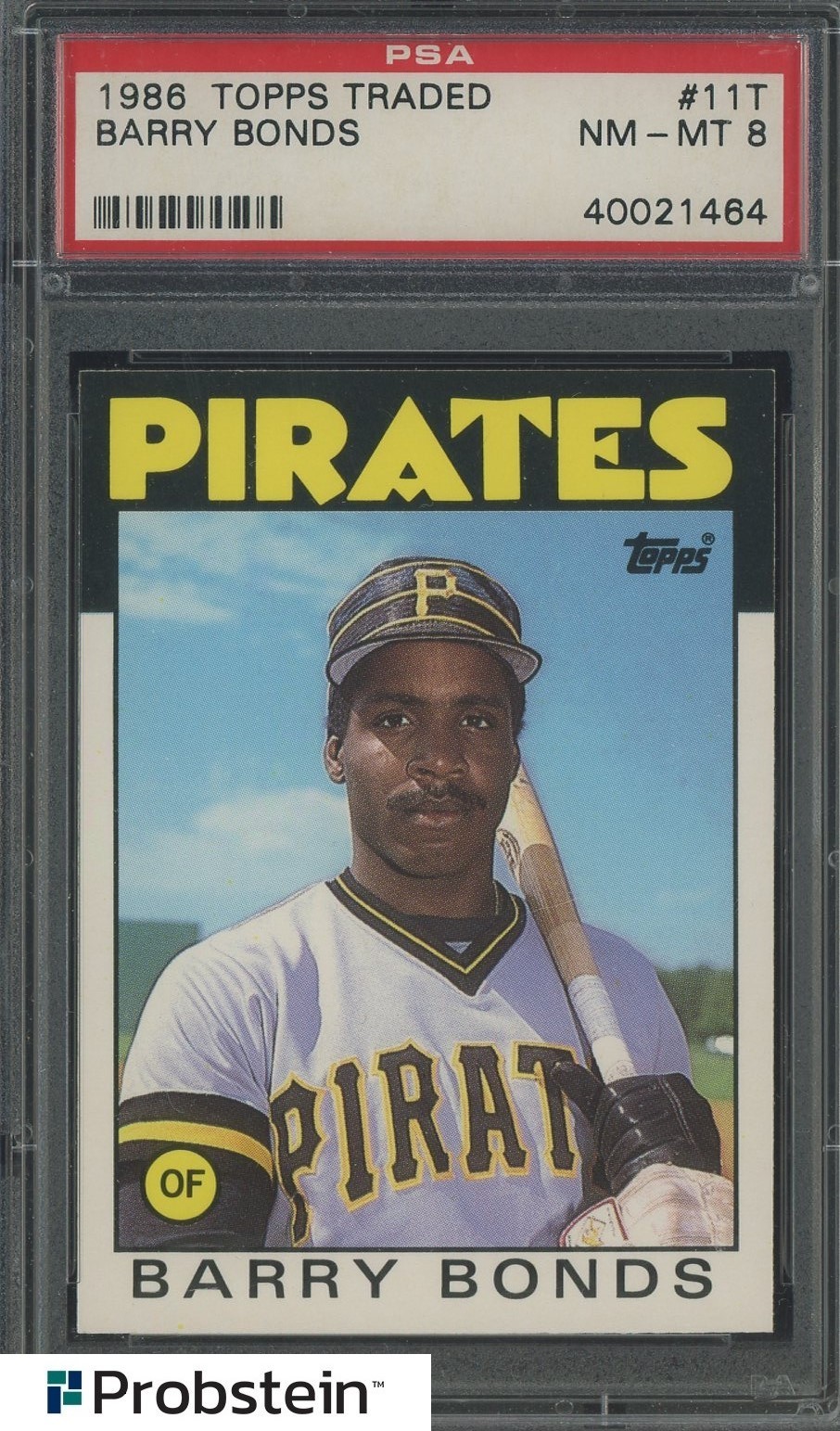 1986 Topps Traded #11T Barry Bonds Pittsburgh Pirates RC Rookie PSA 8 NM-MT