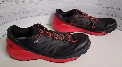 Salomon 413781 Sense Ride 4 Black/Red Contagrip Size 12.5 Sneakers Running Shoes