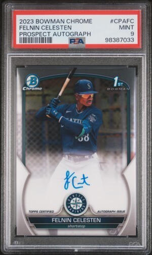2023 1st Bowman Felnin Celesten Auto PSA 9 Bowman Chrome Mariners