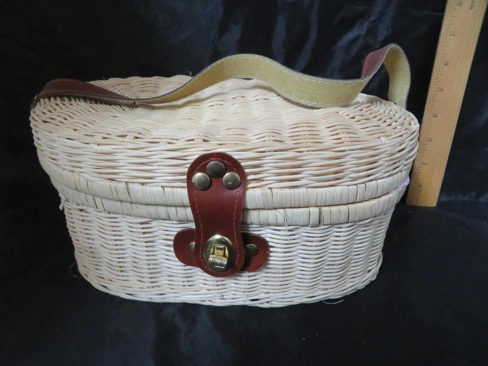 Set For 2 Lined Wicker Picnic Basket