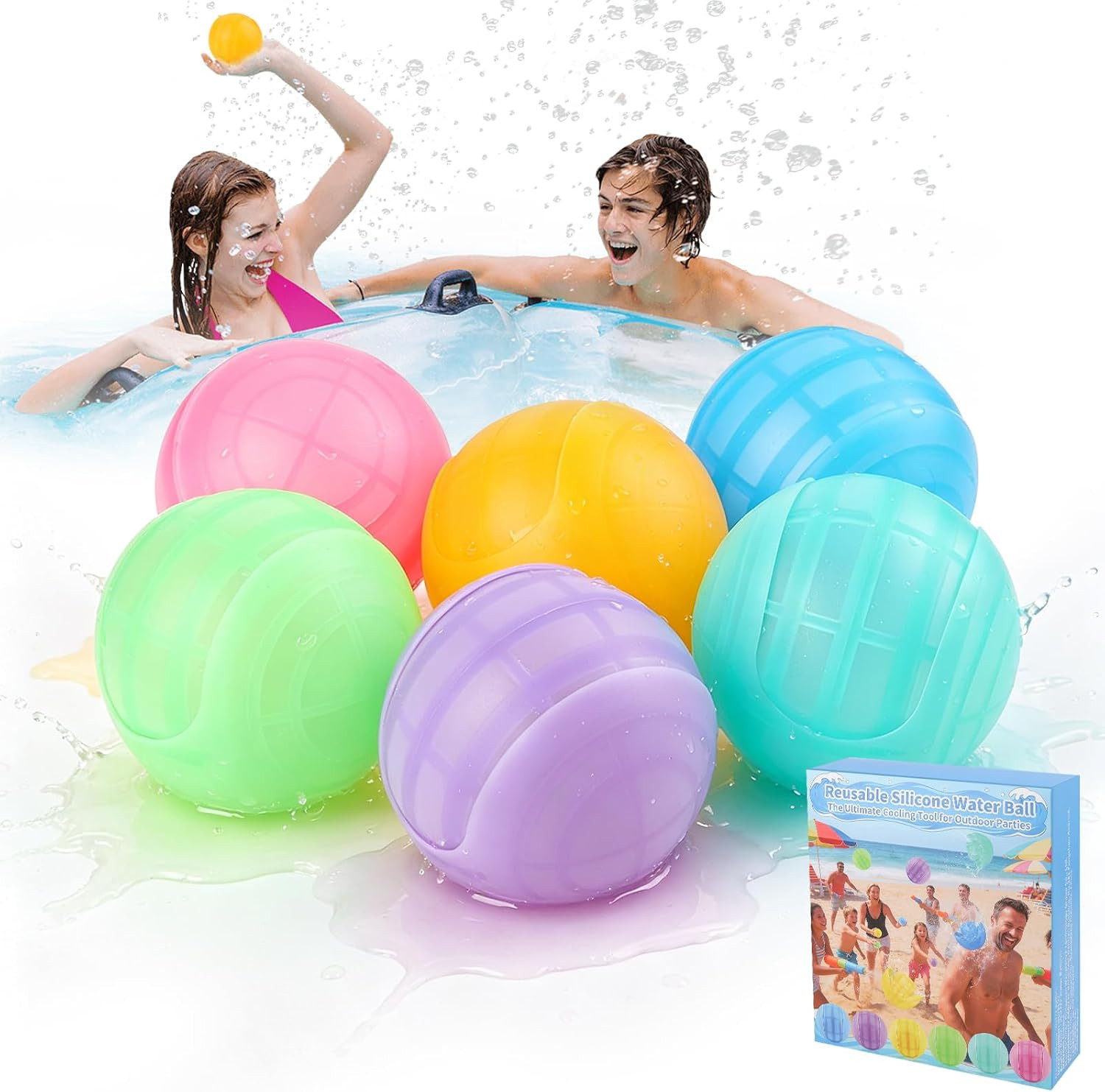 12 Pcs Reusable Water Bombs, Self-Sealing Silicone Water Balloons, One-Hand Oper