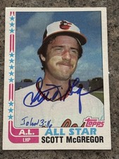 SCOTT MCGREGOR BALTIMORE ORIOLES SIGNED AUTOGRAPHED 1983 TOPPS ALL STAR #555 WOW