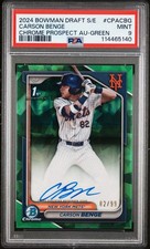 2024 Bowman Draft Sapphire Chrome Carson Benge Green Auto #82/99 Jersey Match