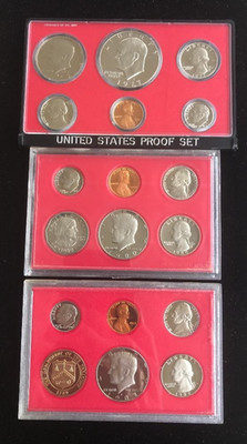 1977, 80 & 82 PROOF SETS ~ ONE 5-COIN, TWO 6-COIN ~ U.S. MINT ~ NO