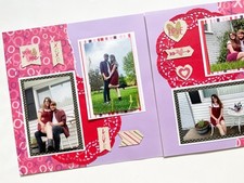Valentine's Day Scrapbook Pages 12 by 12 ready for 4 by 6 photos premade layout