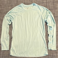 Women  s Activewear Long Sleeve Crew Neck Stretch Polyester T-Shirt, Light Blue M