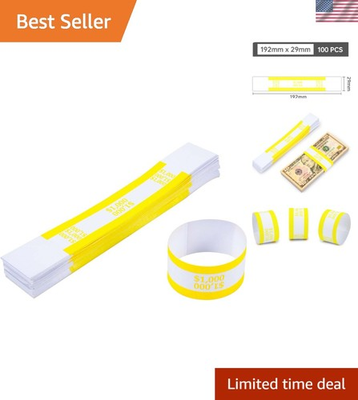 #ad New Pack of 100 Yellow Currency Straps for $1000 Bills $9.99