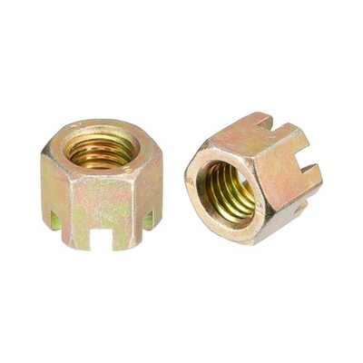 2Stk M12x1.75mm Sechseck Geschlitzt Mutter Grad 10Sechskant Schloss Muttern