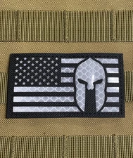 IR Sparta Reflective Infrared Patch US Flag Spartan Molon Labe Hook Loop White