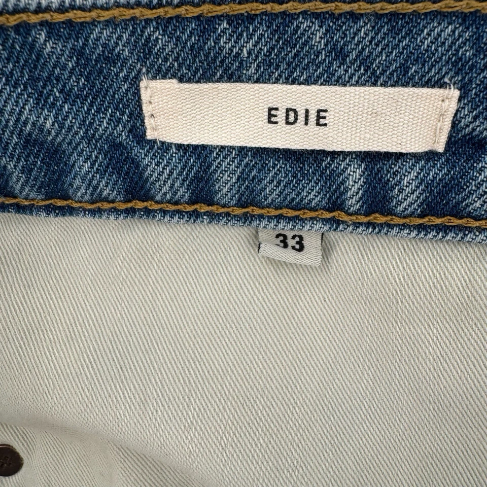 Imogene + Willie Edie Jeans Womens 33 Blue Raw Denim Made in USA 38x30 Wide Leg - Image 3 of 4