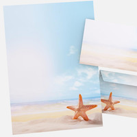 Motivpapier-Set 50-Tlg Seestern - 25 Blatt + 25 Kuverts Briefpapier Din A4 FüR B