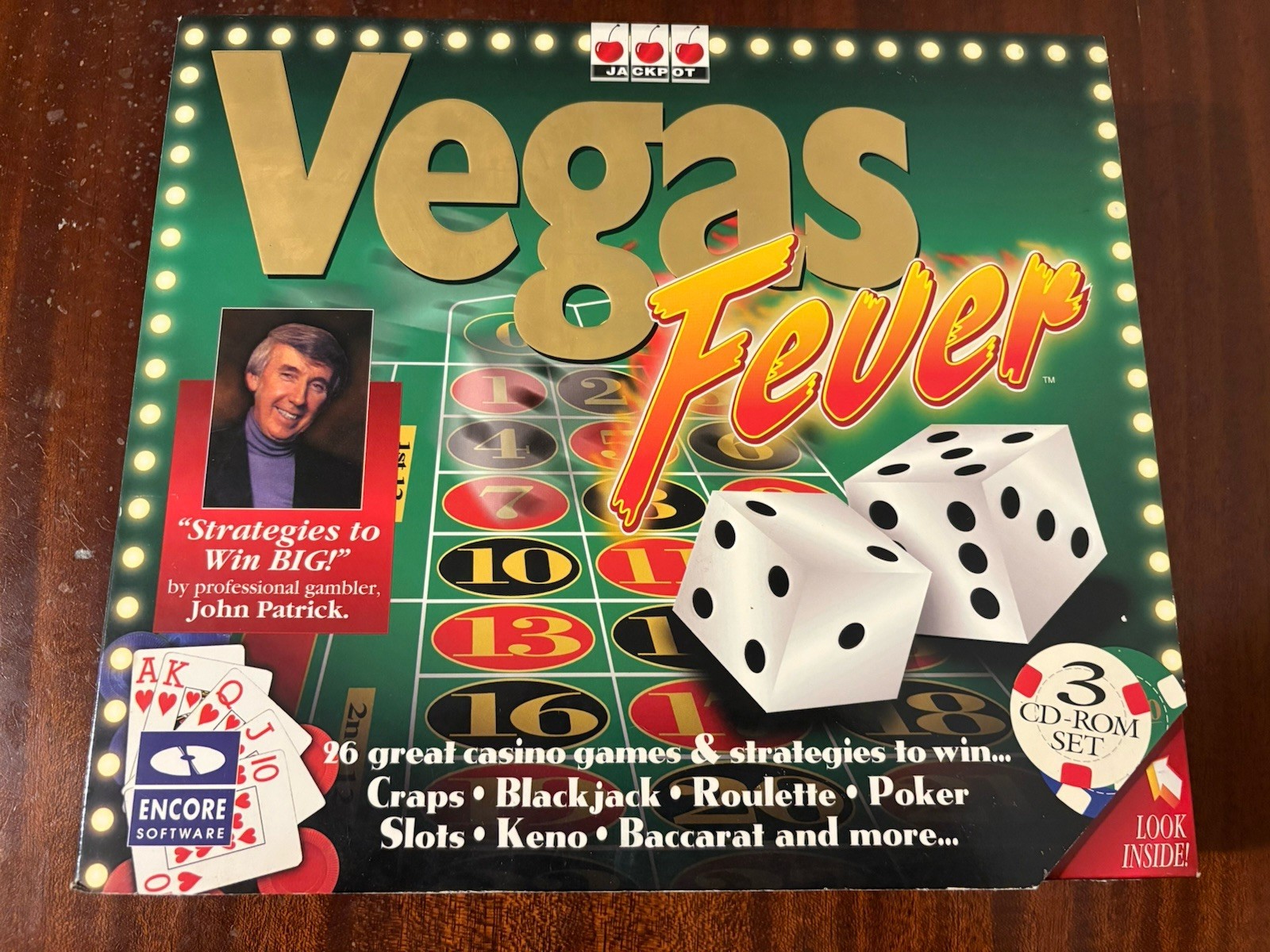 Vegas Poker PC Big Box Factory Sealed UPC Cut Encore Software 3 CD-ROM Set