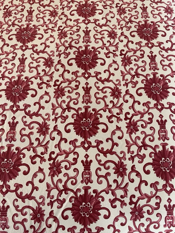 Ralph Lauren - PORCELAIN ROSETTE -Queen Flat Sheet - Cotton - Red &  White NEW - Image 3 of 4