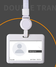 2 PCs Retractable ID Badge Holder Horizontal Card Case Reel Clip Lanyard White