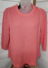 NWT Talbots Sweater Size 2X Womens Cotton Long Sleeve Button Shoulder Salmon